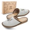 Skórzane klapki damskie kotki Slippers