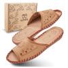 Skórzane klapki damskie kotki Slippers