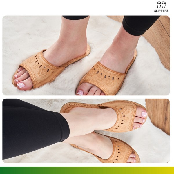 Damskie Pantofle Skórzane Góralskie Slippers