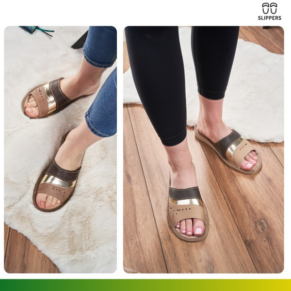 Skórzane klapki damskie Slippers