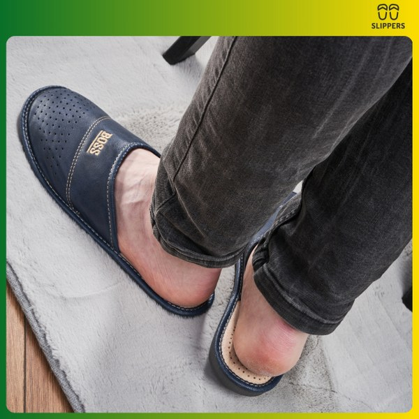 Slippers Męskie Domowe pantofle skórzane