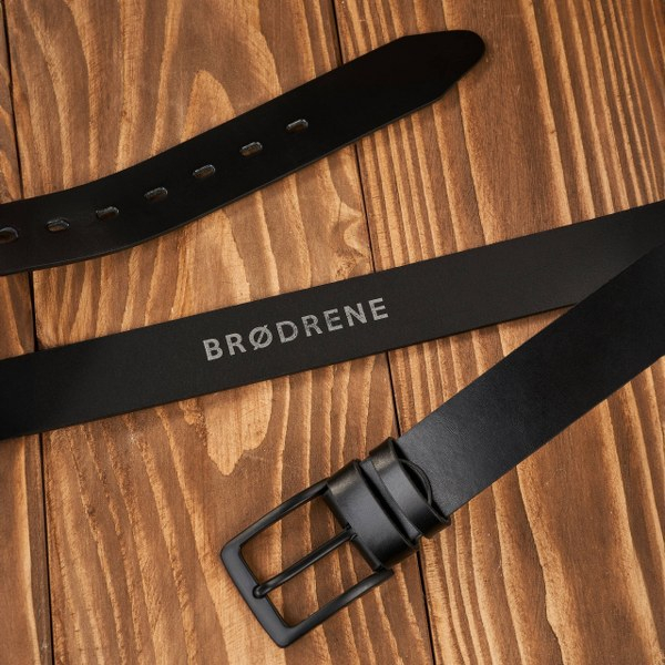 Pasek Męski Skórzany OPM-08 Brødrene Czarny