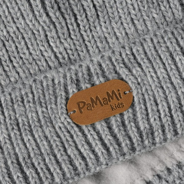 Czapka Dziecięca z Dwoma Pomponami PaMaMi  Jasnoszara