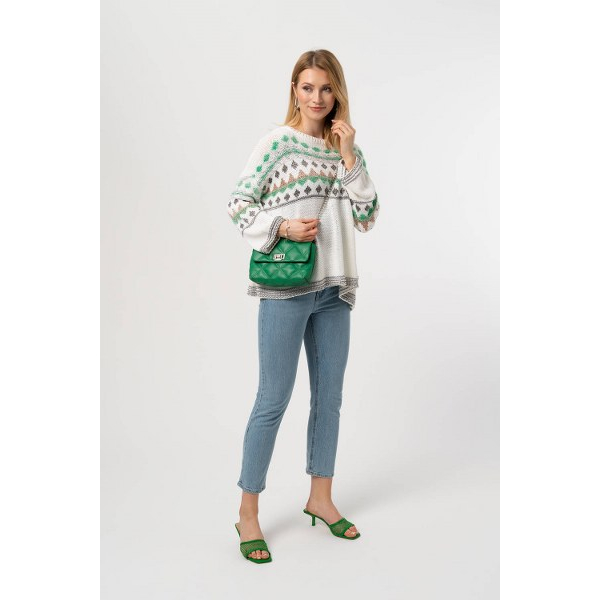 Pastelowy Sweter Damski z Długim Rękawem PaMaMi Zielony