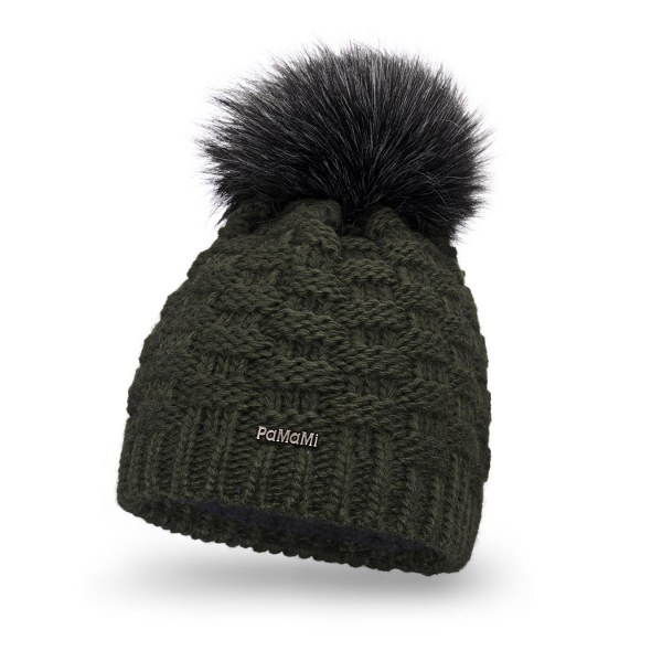 Komplet Damski PaMaMi Czapka Komin Khaki