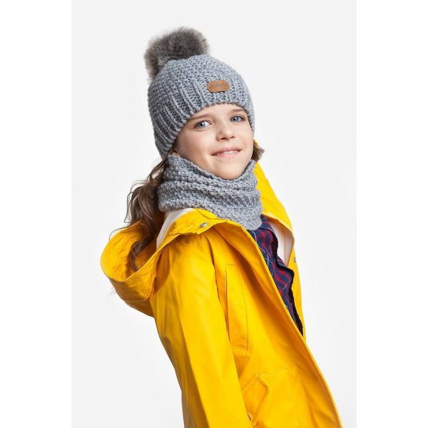 Komplet Dziecięcy PaMaMi Czapka Komin Off-White