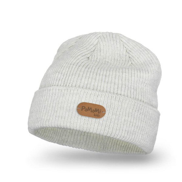 Komplet Dziecięcy PaMaMi Czapka Komin Off-White