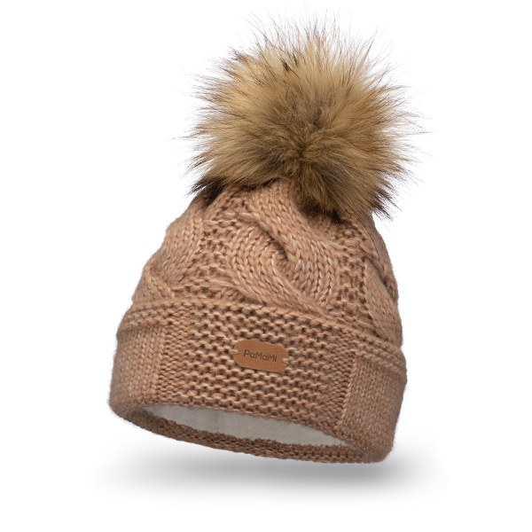 Komplet Damski PaMaMi Czapka Komin Camel